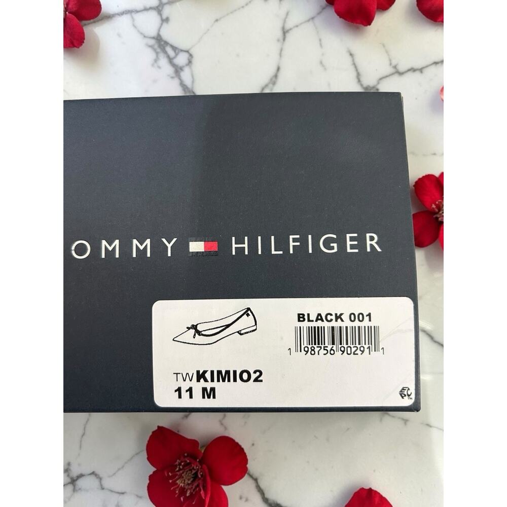 Tommy Hilfiger Kimio Black Flats Sz 11 M Suede Pointed Toe Shoes Bow Detail New - Picture 5 of 6